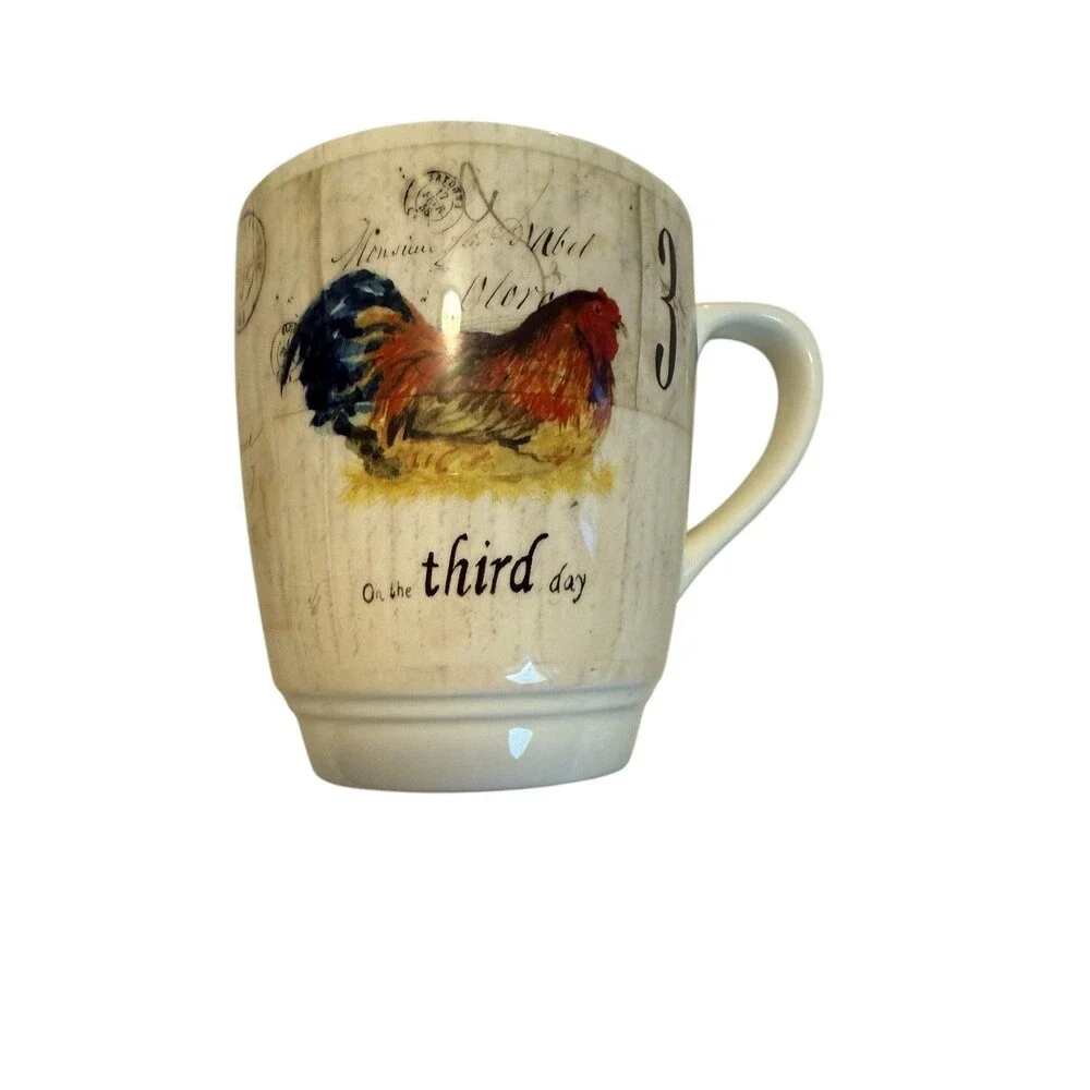Williams Sonoma 3rd & 4th Day Of Christmas Mug 2010 French Hens Calling Birds
